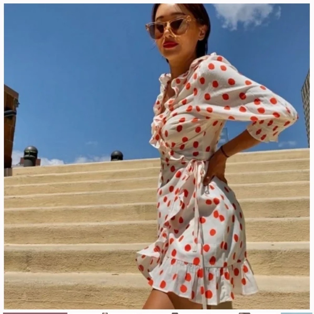 Rixo X Target Polkadot Wrap Mini Dress